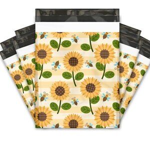 Sunflowers and Bumble Bees Poly Mailers, 10x13, Lot of 10